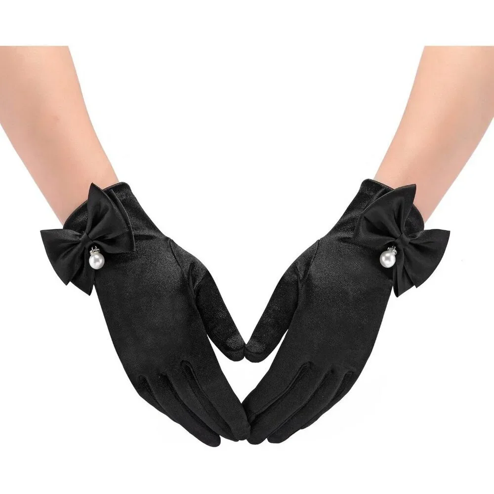 Women's Special Black Short Satin Gloves Formal Dress Wedding Dancing Party